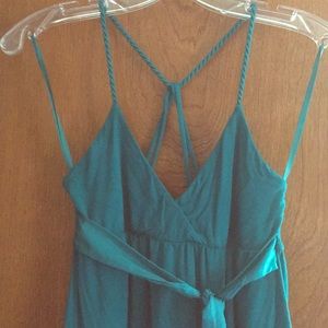Urban Outfitters teal empire waist mini dress